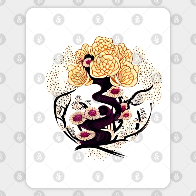 Japanese Art - Gold Tree Sticker by Greenbubble